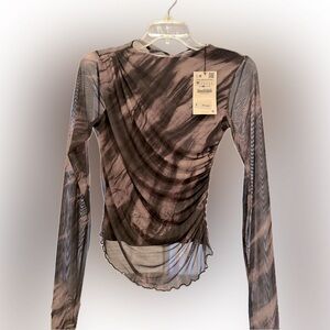 Zara Mesh Long Sleeve Top Sz M BNWT